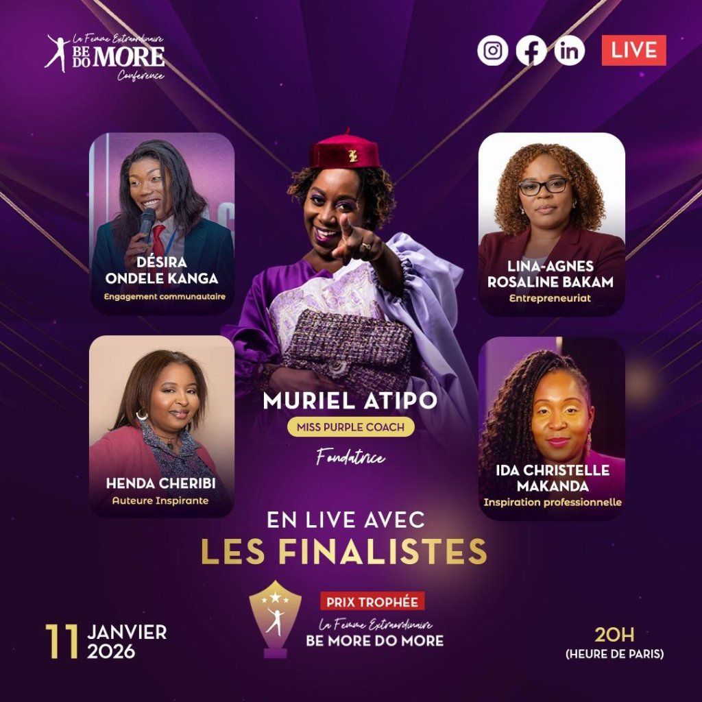 Je serai en direct ce 11/01/2026 sur Facebook et Linkedin -Prix Trophée Femme Extraordinaire BE MORE